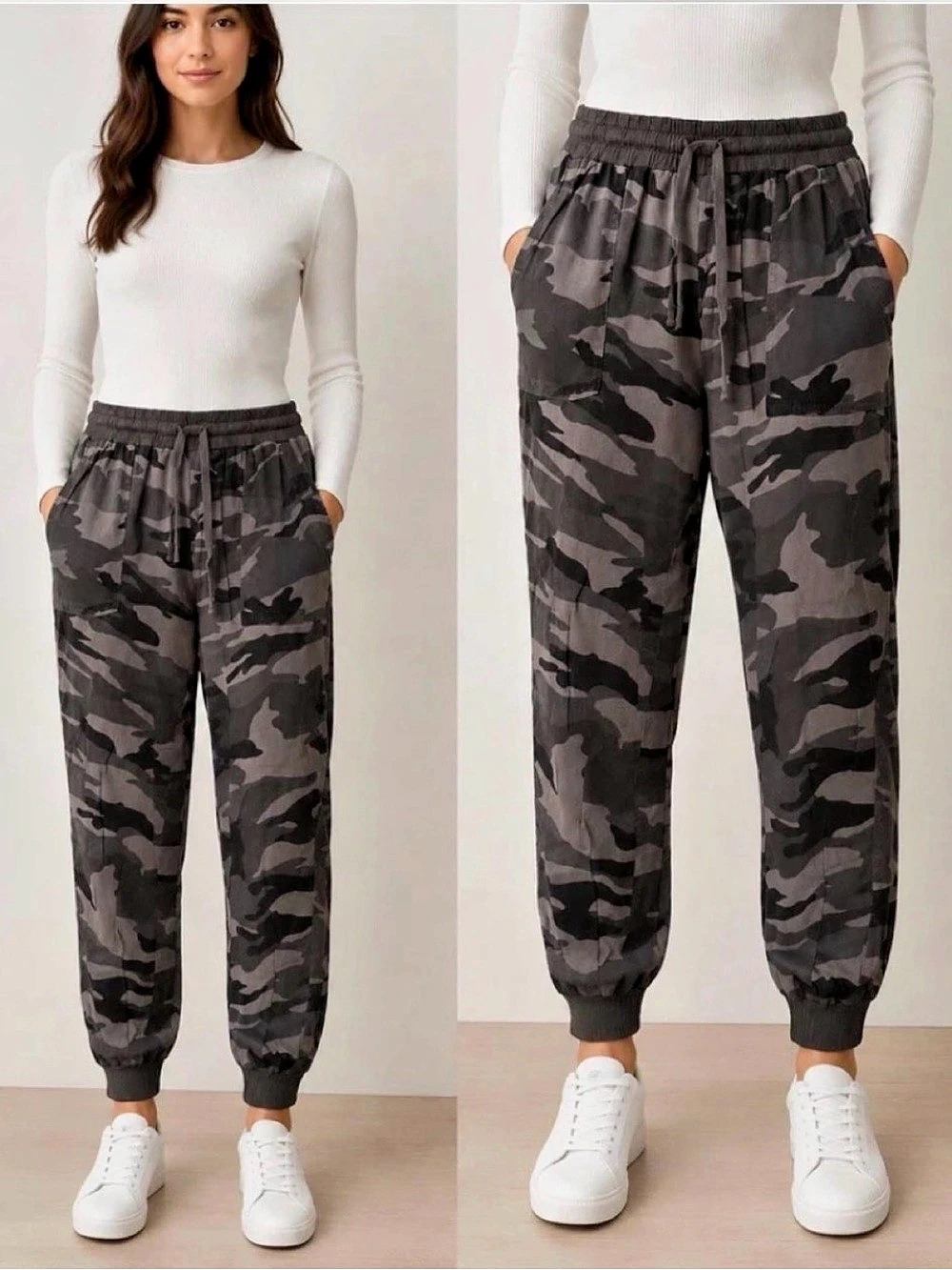 Camo Jogger Pants in Gray & Black Size Small